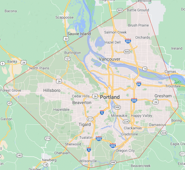 Alohomora Area Coverage Map | Alohomora Portland Locksmith 503-616-9599